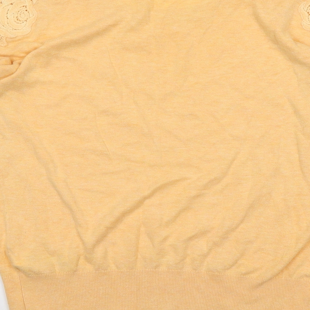 Indigo Womens Orange Round Neck Cotton Pullover Jumper Size 14