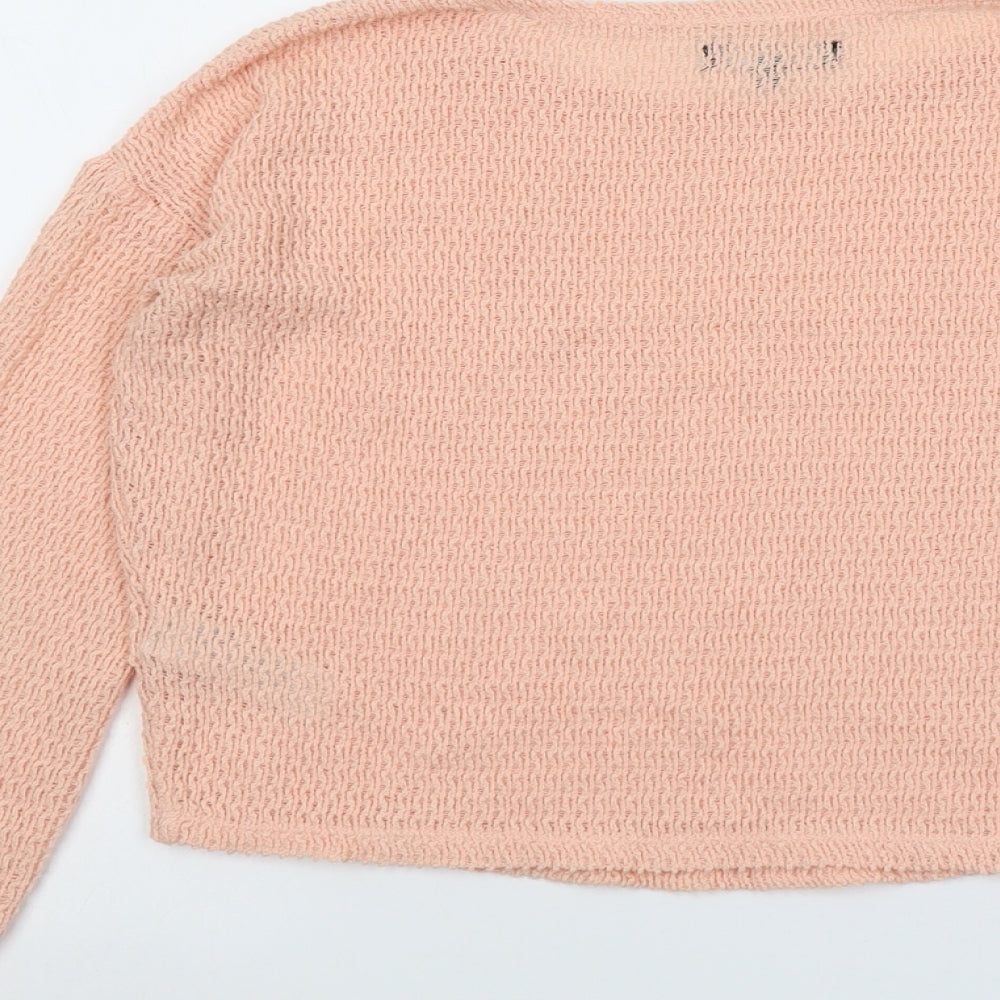 New Look Womens Pink Round Neck Polyester Pullover Jumper Size 8
