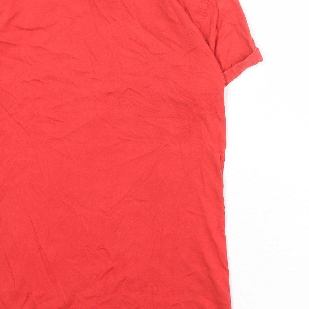 Next Mens Red Cotton T-Shirt Size XS Round Neck