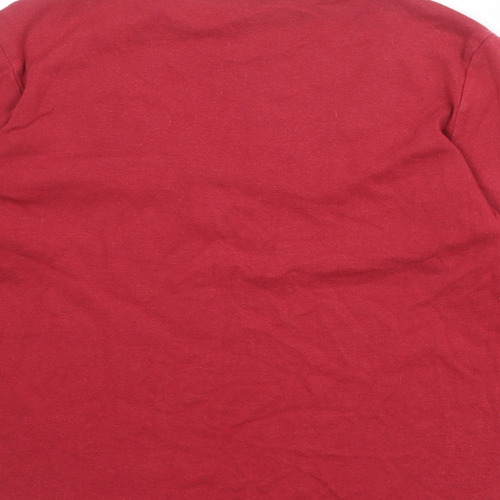 Marks & Spencer Womens Red 100% Cotton Basic Blouse Size 12 V-Neck