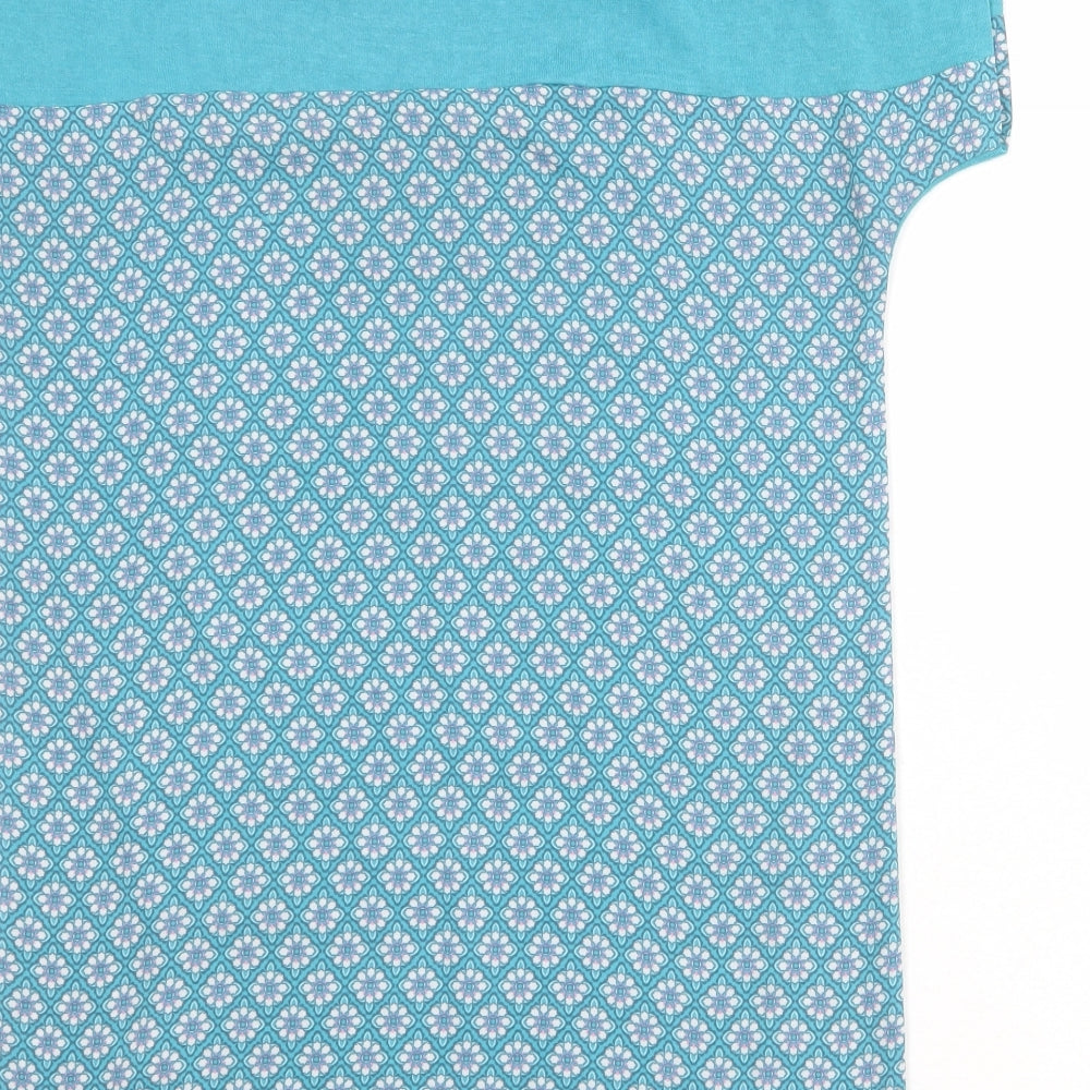 NEXT Womens Blue Geometric Polyester Basic T-Shirt Size 6 Round Neck - Cold Shoulder