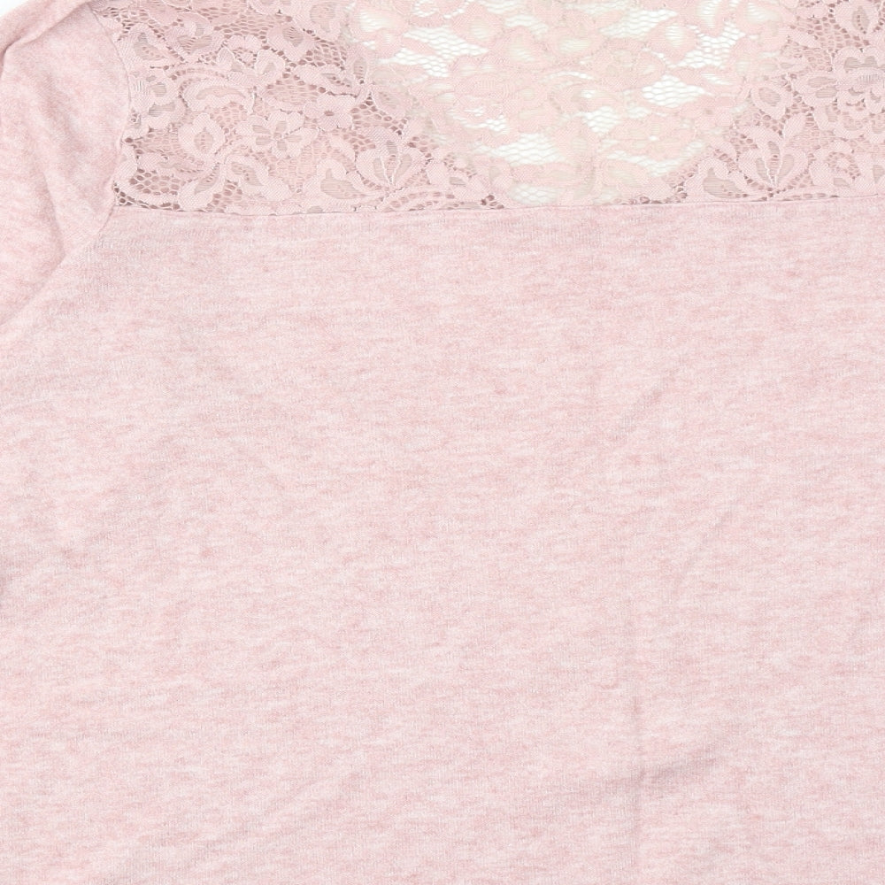 Status By Chenault Womens Pink V-Neck Polyester Pullover Jumper Size M - Lace Neckline