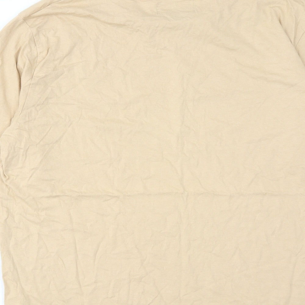 Saint+Sinner Womens Beige Cotton Basic T-Shirt Size 14 Round Neck