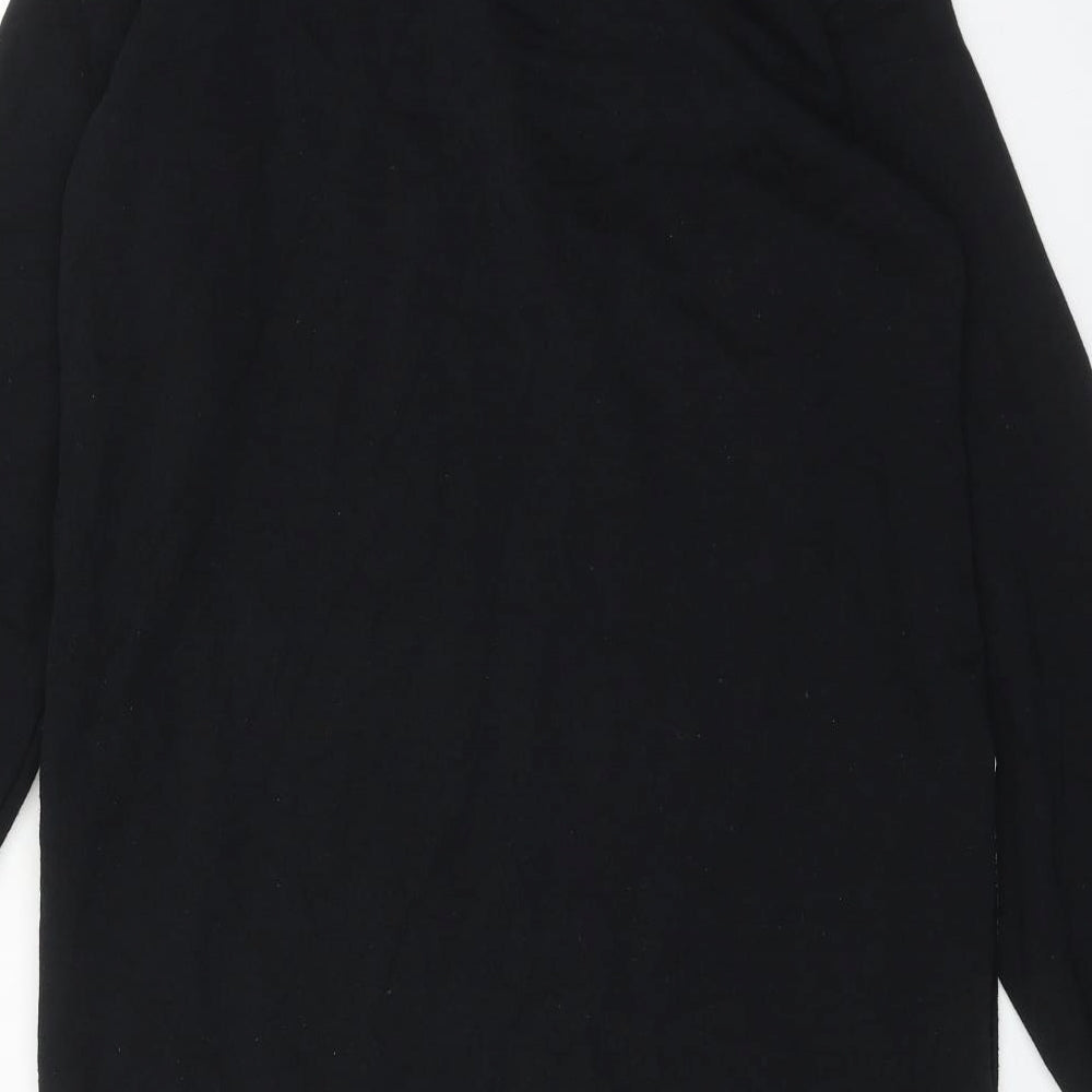 Bershka Womens Black Cotton Jumper Dress Size XS Round Neck Pullover