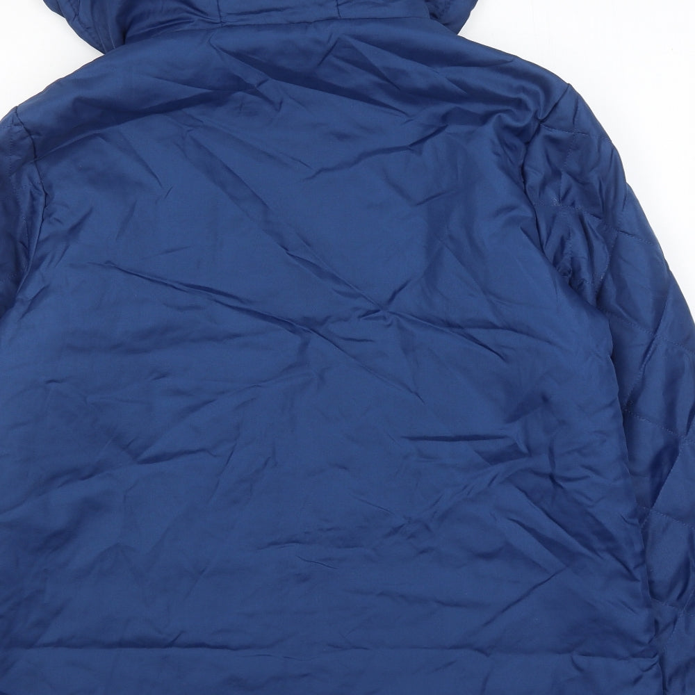 Anne De Lancay Womens Blue Quilted Jacket Size M Zip