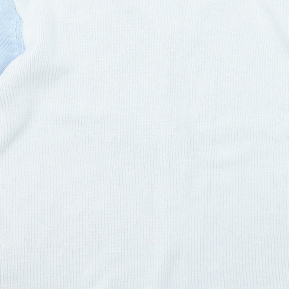 Charmant Womens Blue V-Neck Cotton Pullover Jumper Size 12