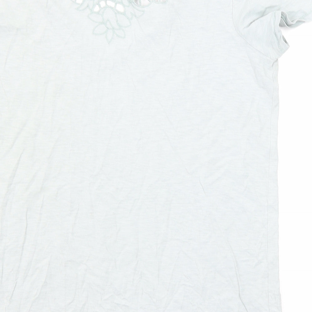 NEXT Womens Green Cotton Basic T-Shirt Size 12 V-Neck