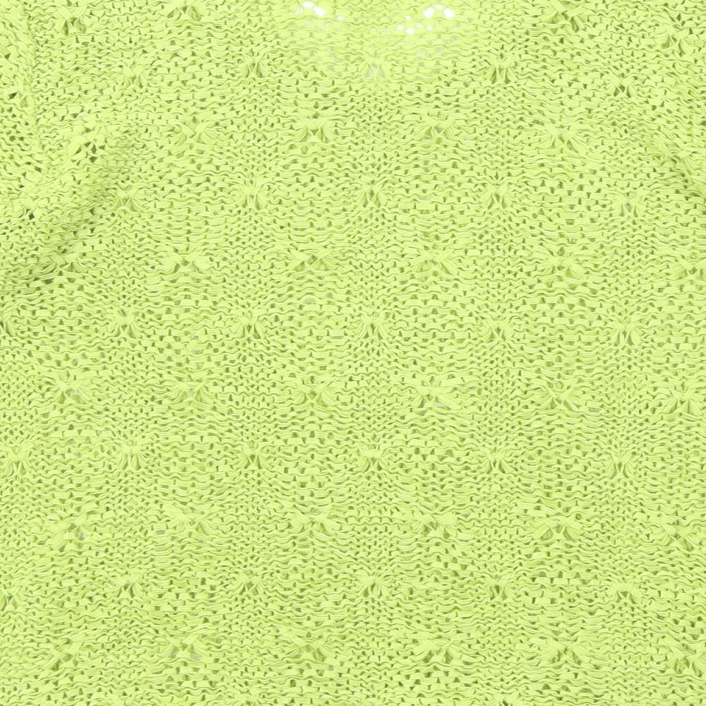 Off Shoot Womens Green Acrylic Basic Blouse Size M V-Neck