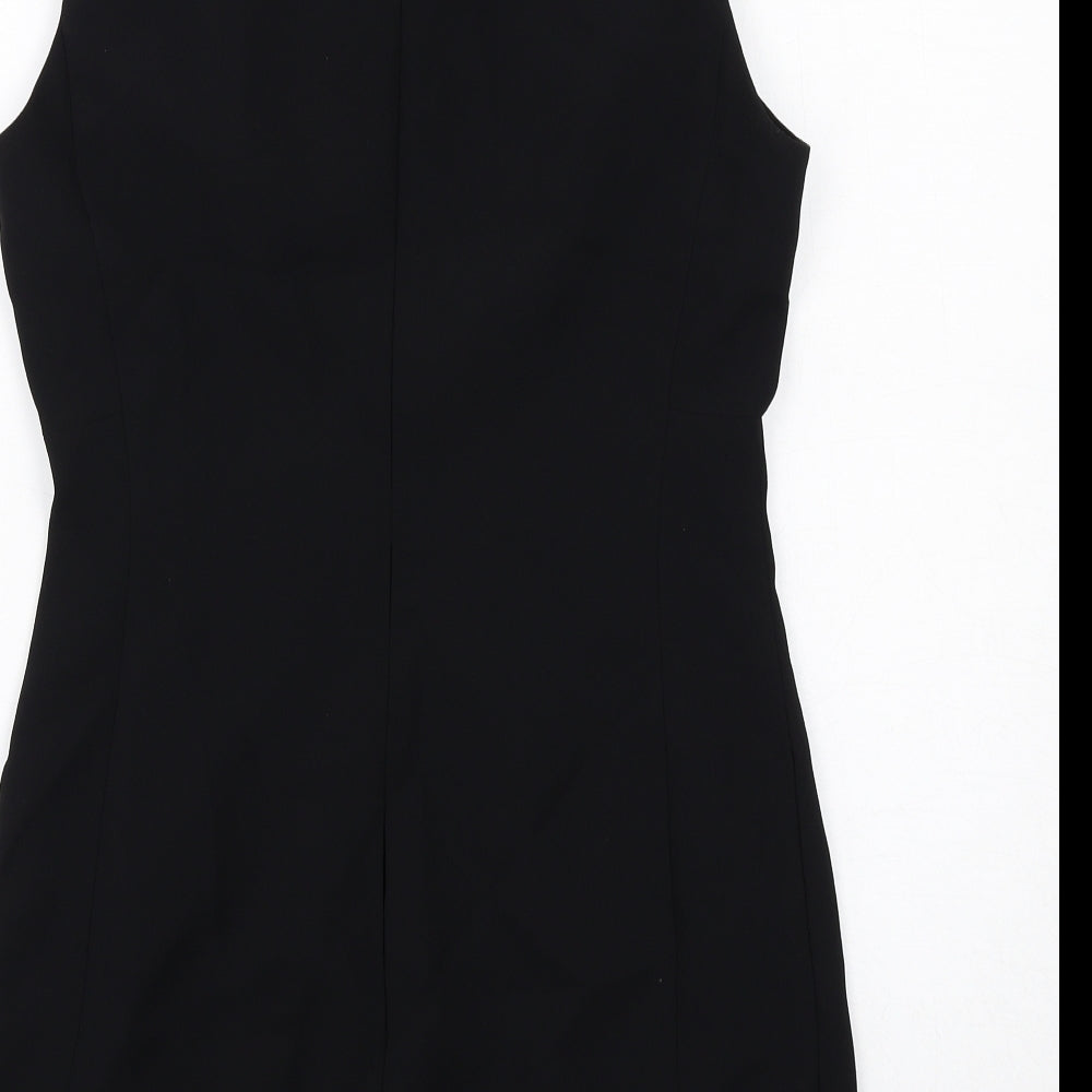 Zara Womens Black Polyester Shift Size M Round Neck Zip