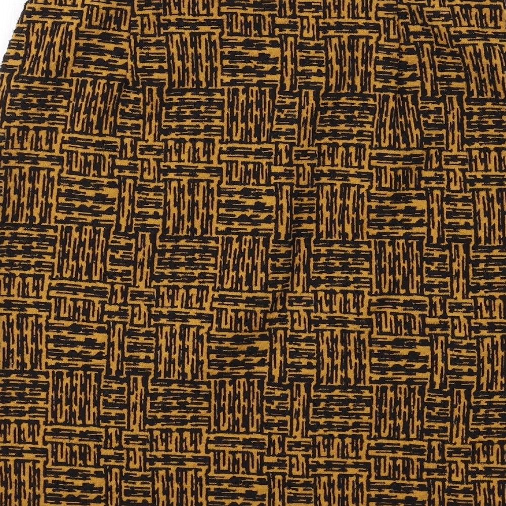 Marks & Spencer Womens Yellow Geometric Polyester A-Line Skirt Size 8