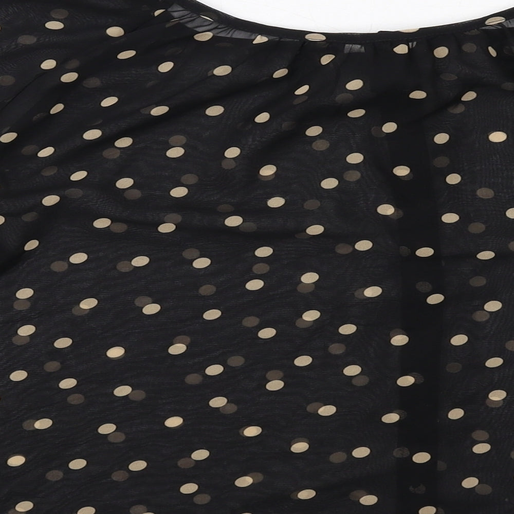 H&M Womens Black Polka Dot Polyester Basic Blouse Size 6 Round Neck