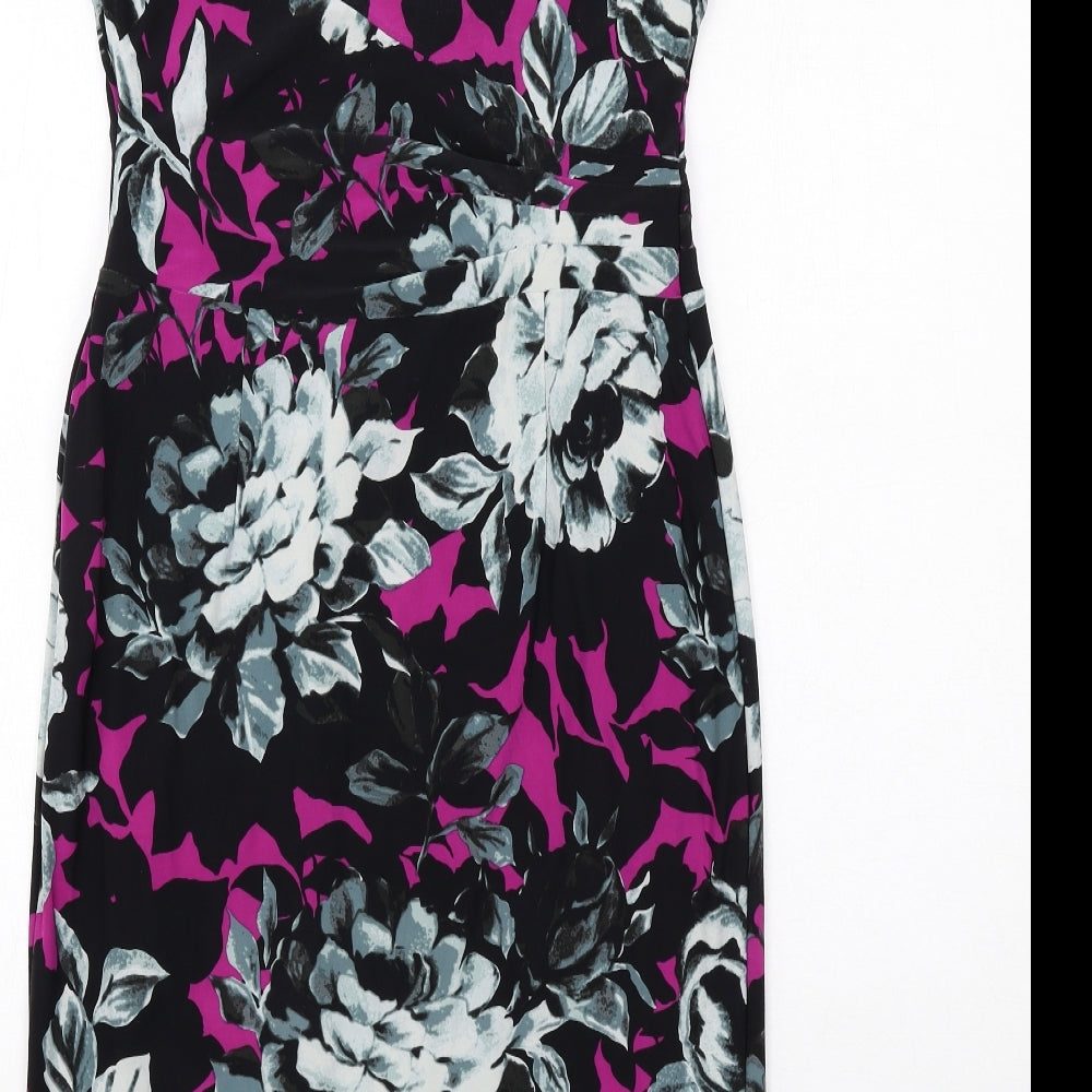 Phase Eight Womens Multicoloured Floral Polyester Shift Size 12 V-Neck Zip