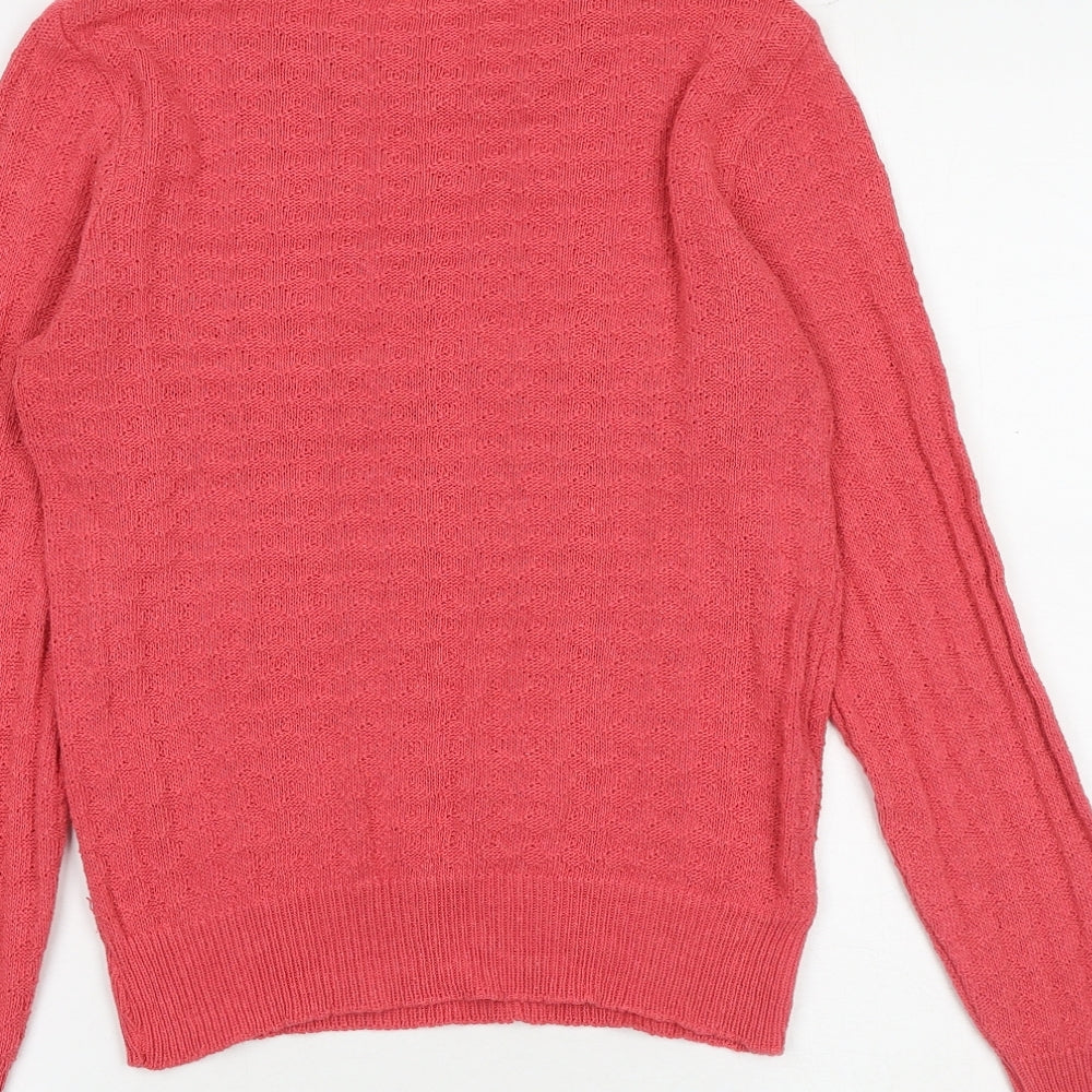 Dorothy Perkins Womens Pink Round Neck Cotton Pullover Jumper Size S
