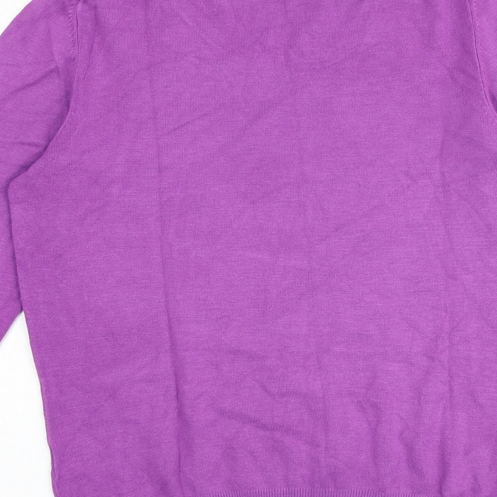 Marks & Spencer Womens Purple Round Neck Viscose Pullover Jumper Size 12