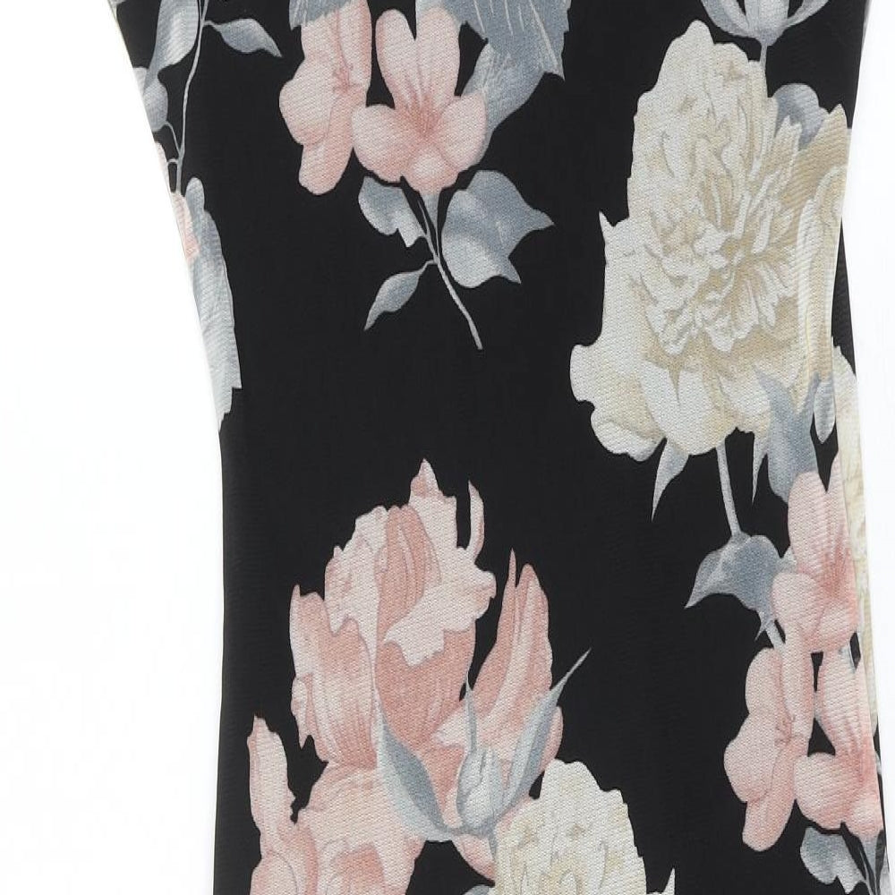 Fashion Nova Womens Black Floral Polyester Shift Size M Round Neck Pullover