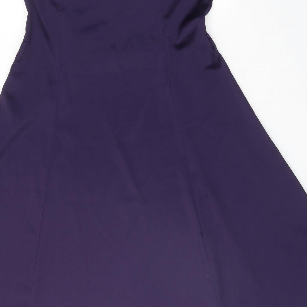 West One Womens Purple Polyester A-Line Size 14 Sweetheart Zip