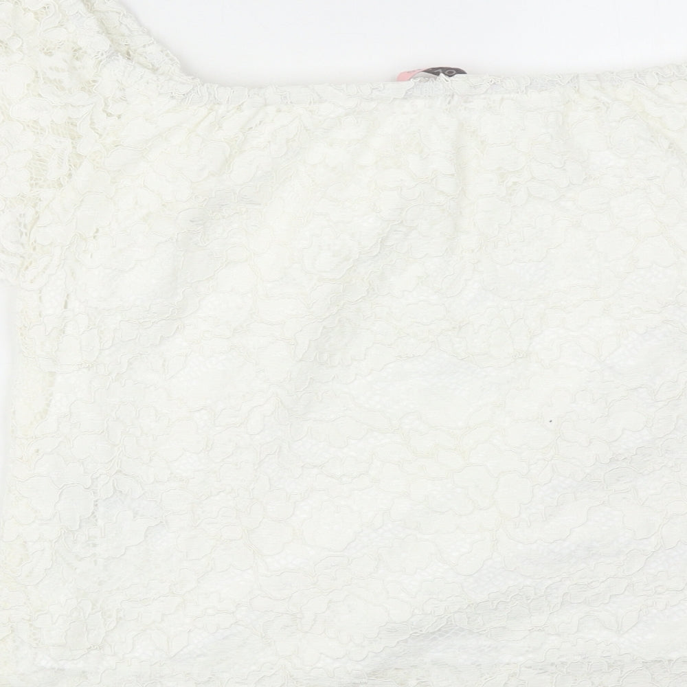 Oasis Womens White Polyamide Basic Blouse Size 12 Round Neck