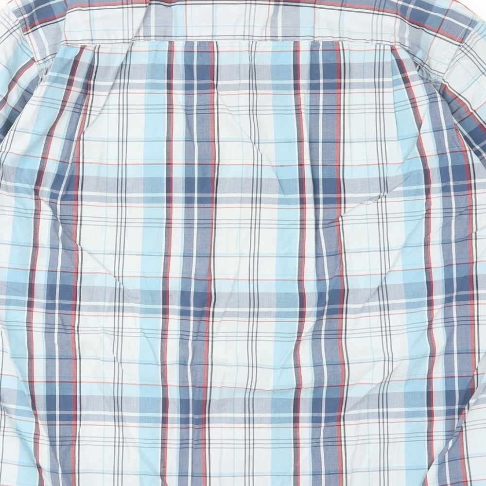 Gap Mens Blue Plaid Cotton Button-Up Size S Collared Button