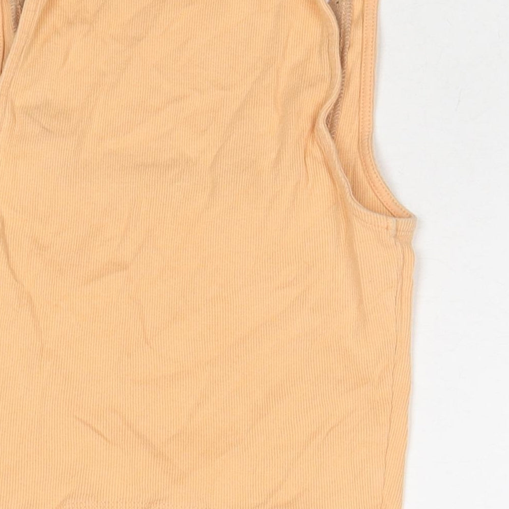 ASOS Womens Orange Cotton Cropped Tank Size 10 Square Neck