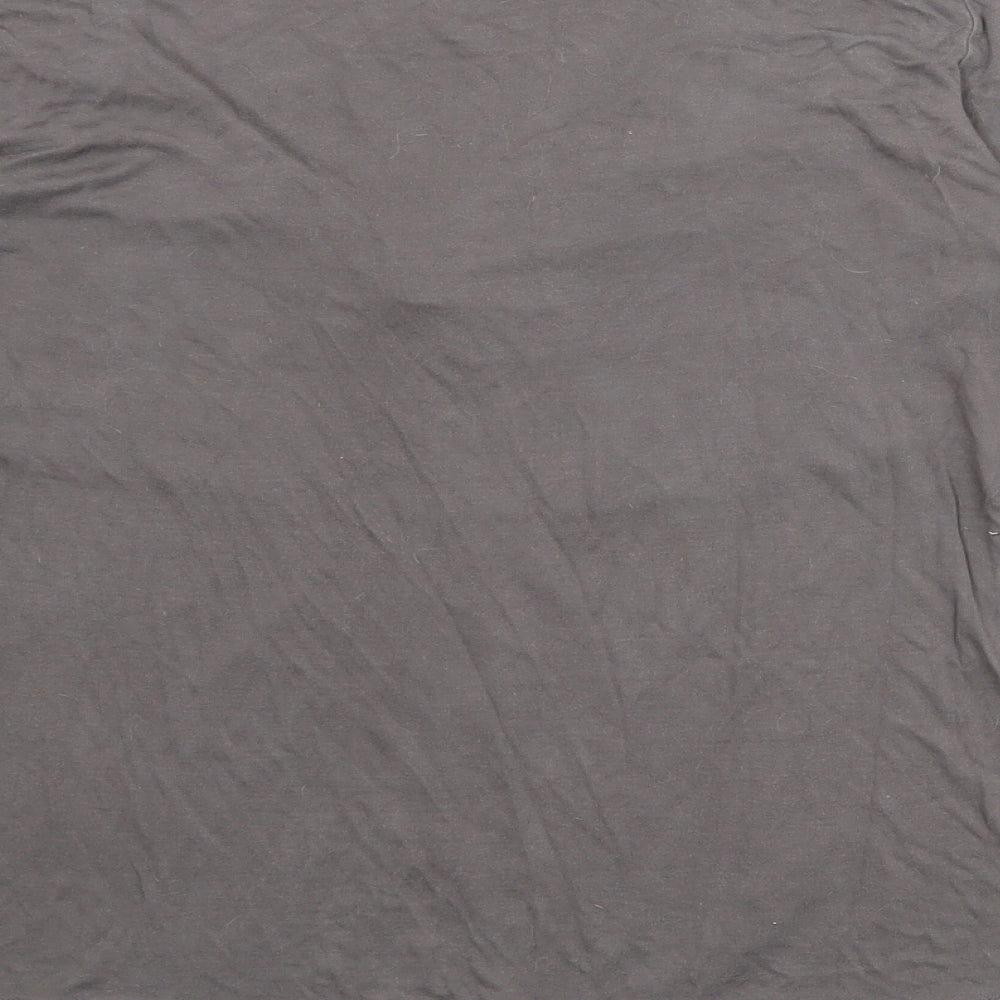 H&M Womens Grey Viscose Basic T-Shirt Size L Scoop Neck - Ruched Detail