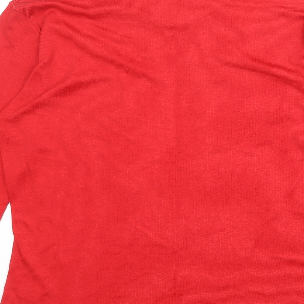Joie de Vivre Womens Red Viscose Basic T-Shirt Size M Round Neck - Size M-L