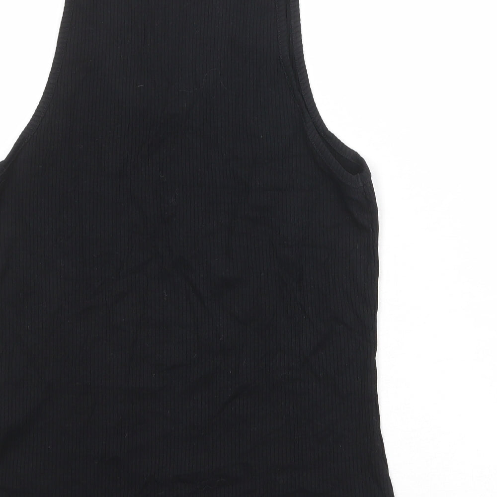 ASOS Womens Black Viscose Basic Tank Size 10 Round Neck - Ribbed