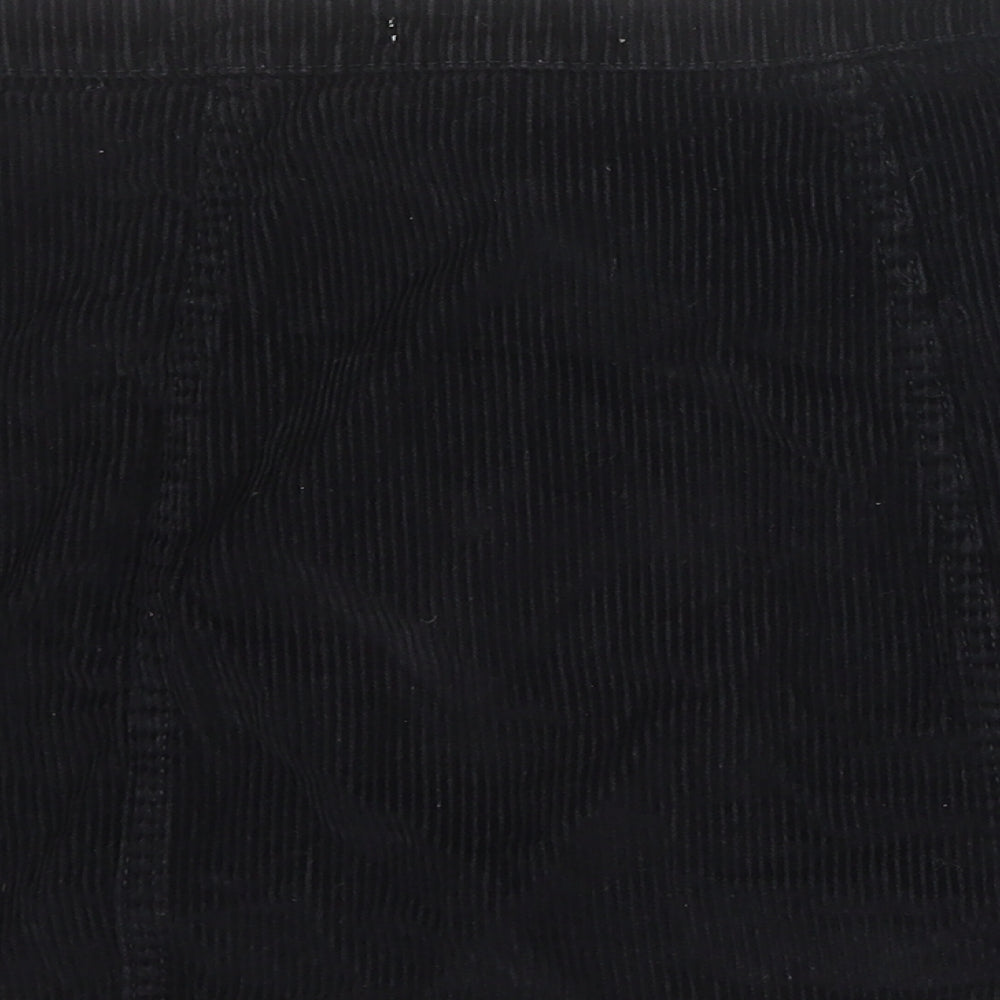Denim & Co. Womens Black Cotton A-Line Skirt Size 8 Button