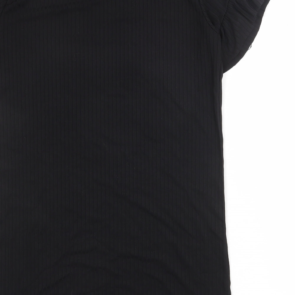 I SAW IT FIRST Womens Black Polyester T-Shirt Dress Size 10 Round Neck Pullover