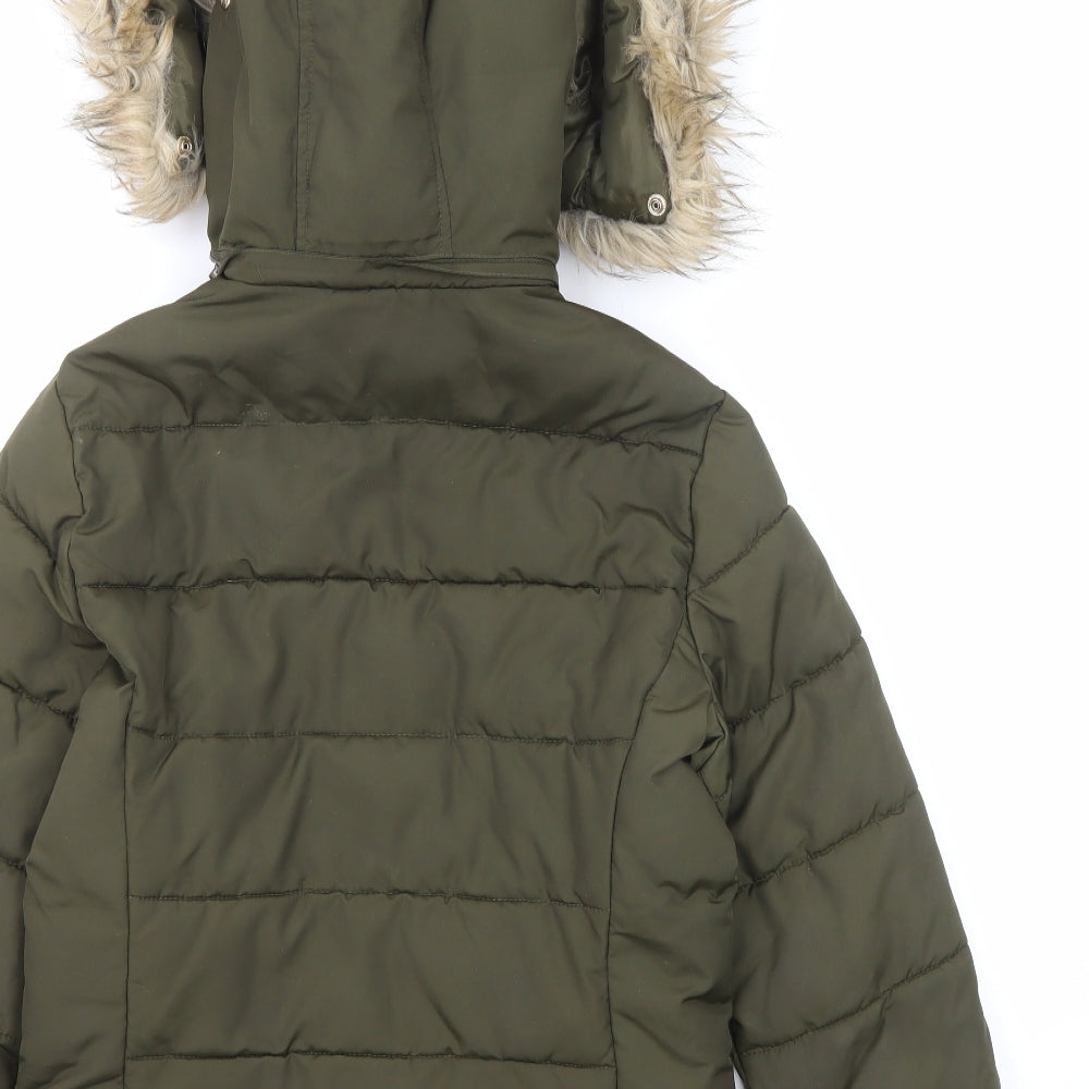 Topshop Womens Green Puffer Jacket Jacket Size 6 Zip