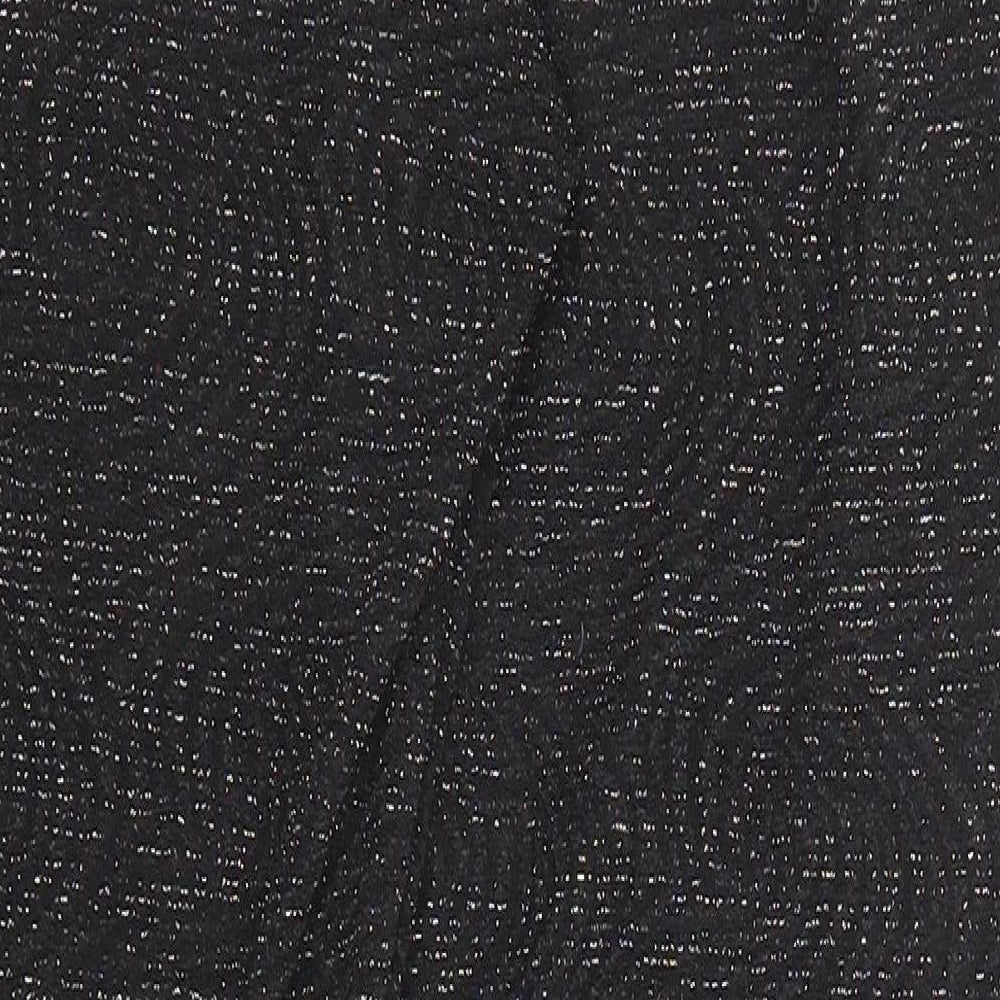 H&M Womens Black Geometric Polyester Carrot Trousers Size S Regular