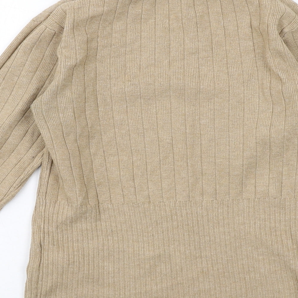 Marks & Spencer Womens Beige High Neck Viscose Pullover Jumper Size 8