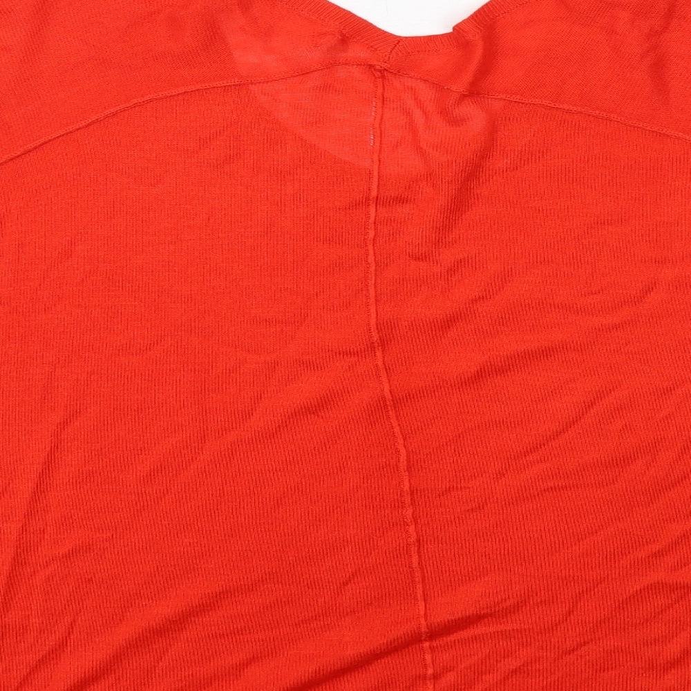 NEXT Womens Orange V-Neck Acrylic Pullover Jumper Size M