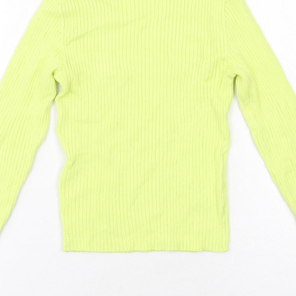 Bershka Womens Yellow Mock Neck Viscose Pullover Jumper Size S