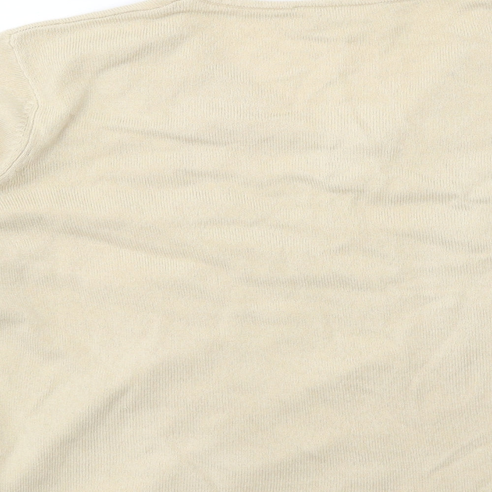 BHS Womens Beige V-Neck Acrylic Pullover Jumper Size 16