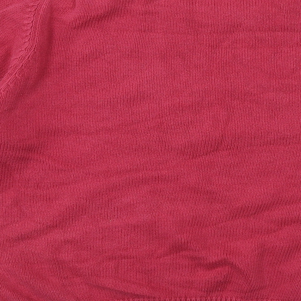 Cotton Womens Pink Round Neck Cotton Pullover Jumper Size L