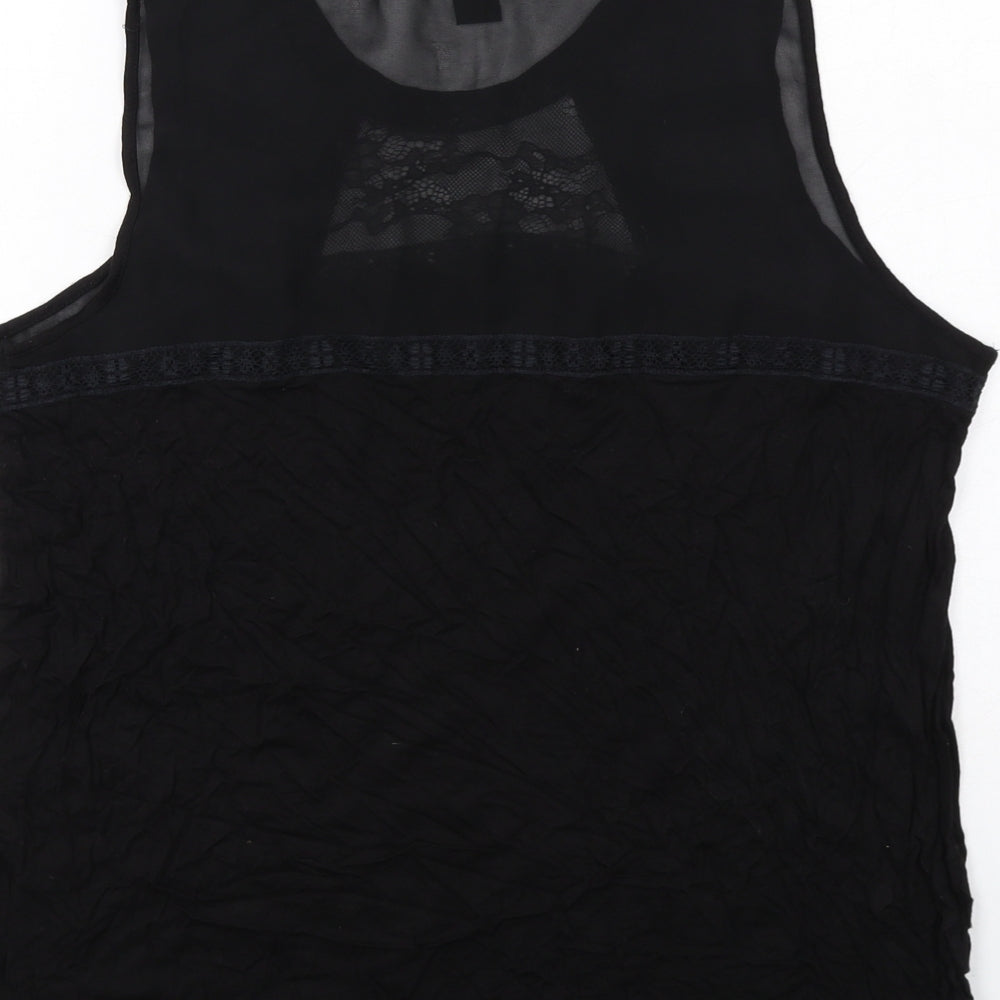 H&M Womens Black Polyester Basic Tank Size L Round Neck