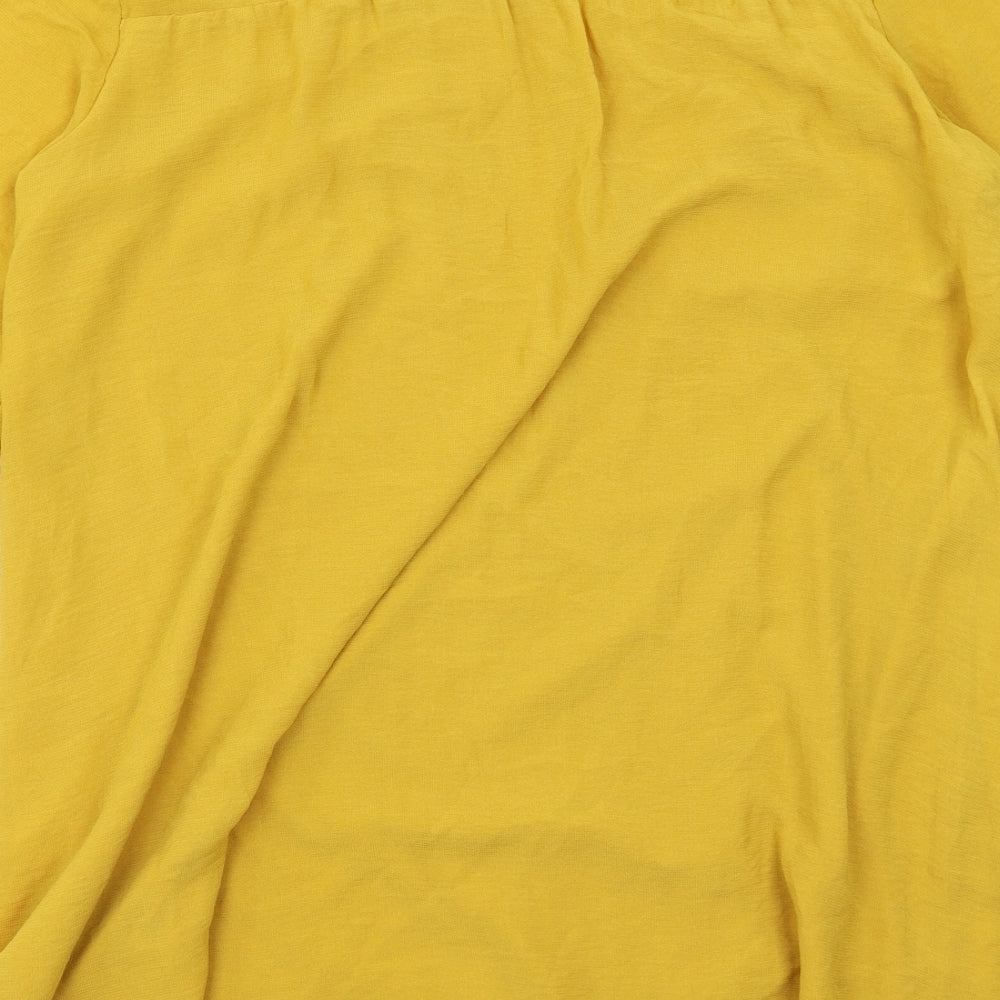 H&M Womens Yellow Polyester A-Line Size 12 Round Neck Button