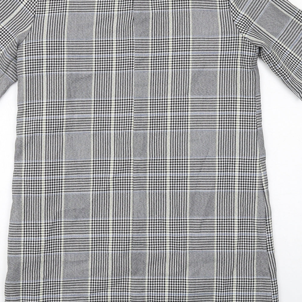 Zara Womens Grey Plaid Polyester Shift Size M Round Neck Zip