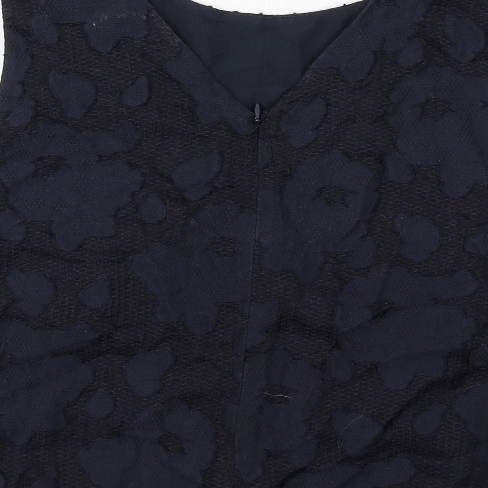 Marks & Spencer Womens Blue Geometric Cotton Basic Tank Size 12 Round Neck