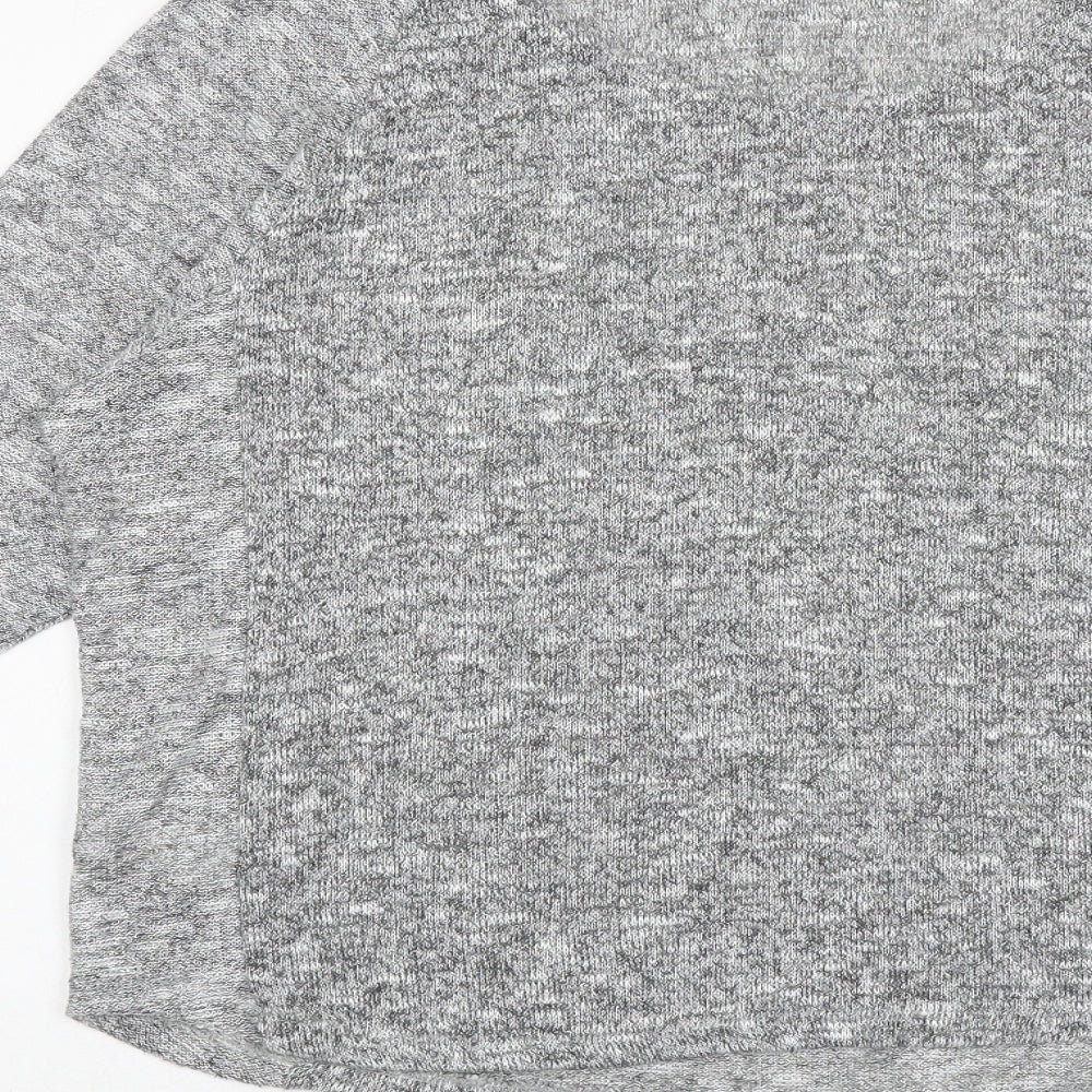 Oasis Womens Grey Geometric Polyester Basic Blouse Size L Round Neck