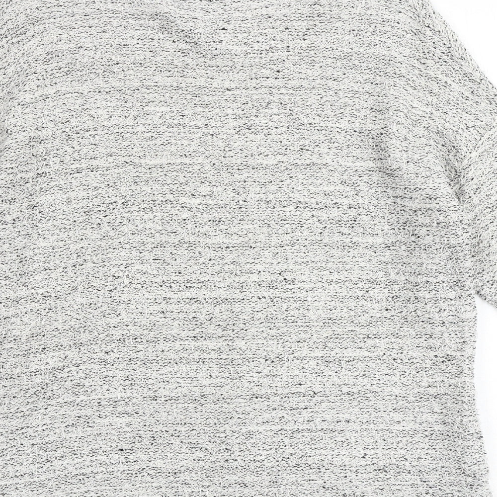 H&M Womens Grey Geometric Cotton Basic Blouse Size S Round Neck