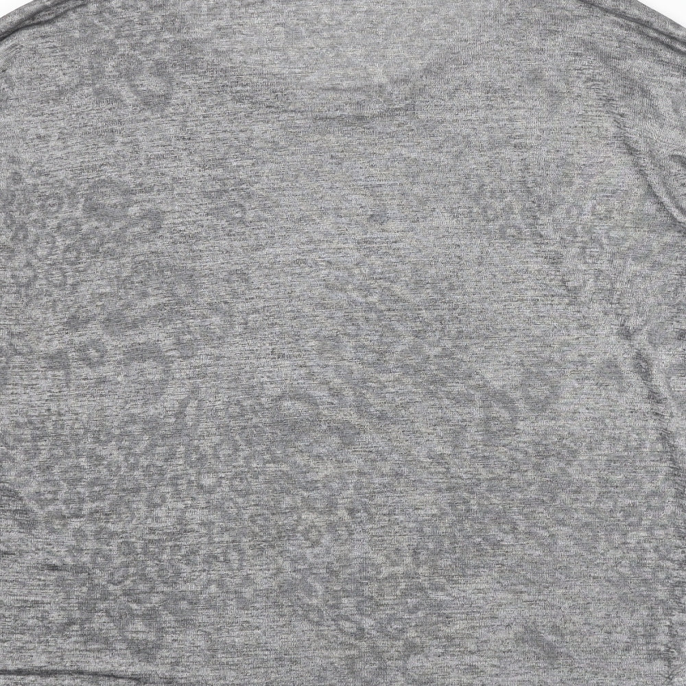 Wallis Womens Grey Round Neck Animal Print Polyester Pullover Jumper Size M - Leopard pattern