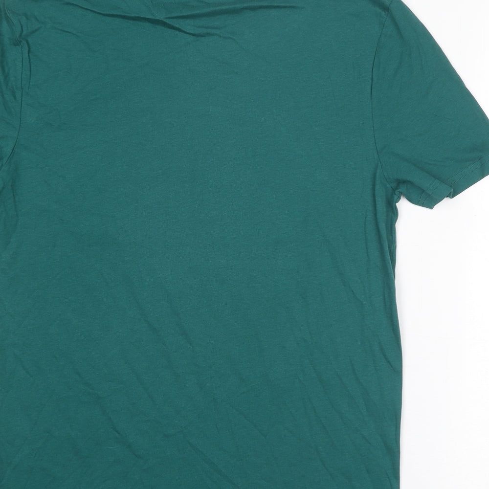 Marks & Spencer Mens Green Cotton T-Shirt Size S Round Neck - Gin-gle All The Way