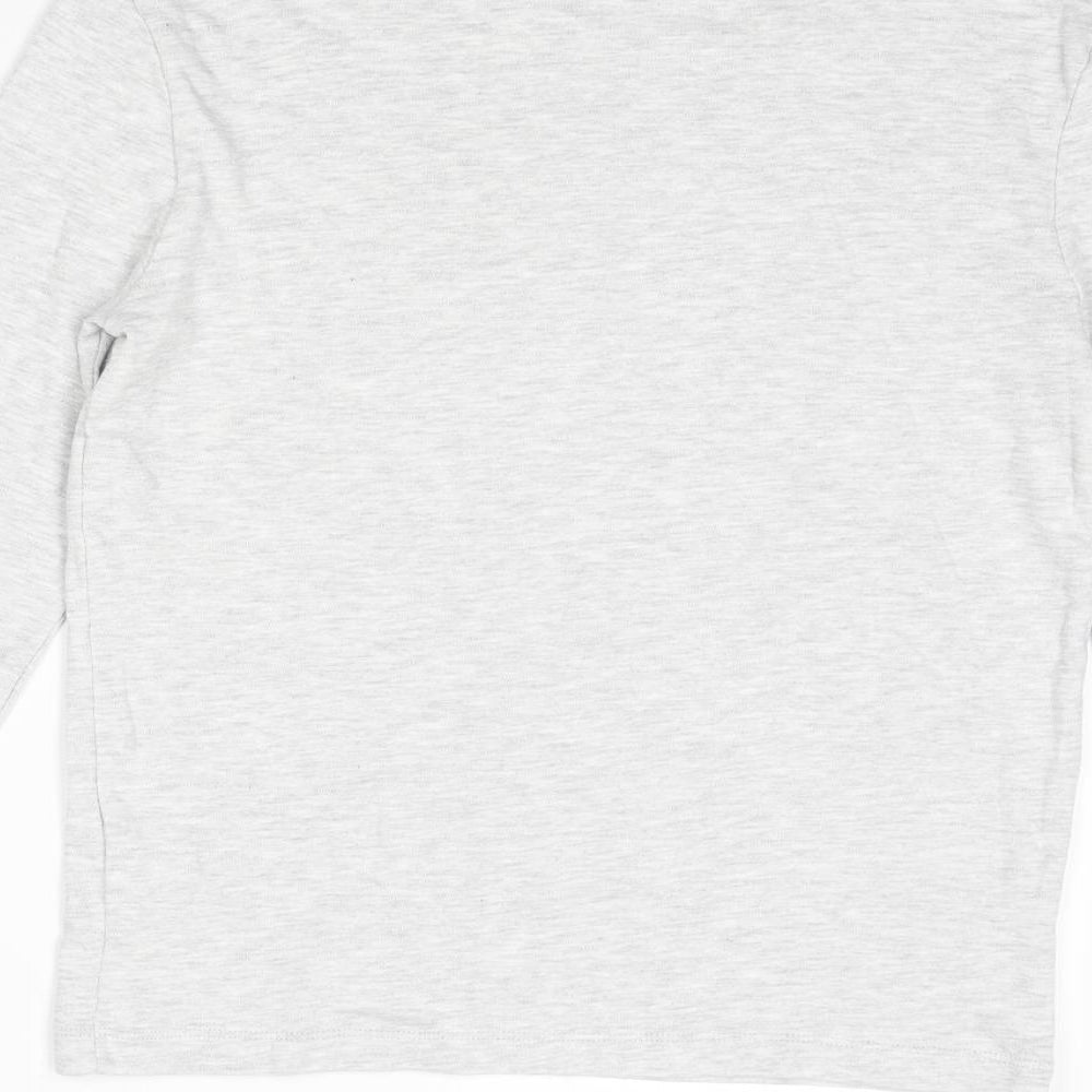 Marks & Spencer Boys Grey Cotton Basic T-Shirt Size 10-11 Years Mock Neck Pullover