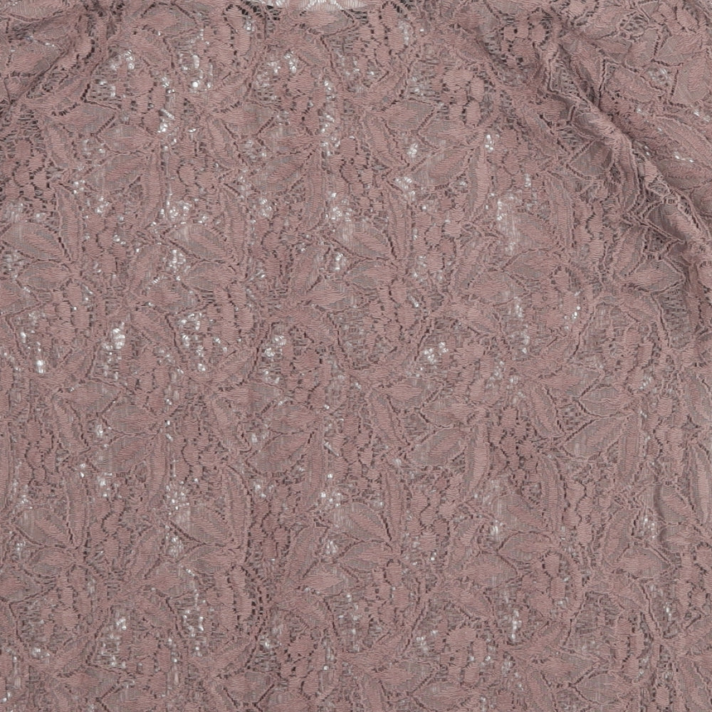 Zara Womens Pink Polyester Basic T-Shirt Size L Round Neck
