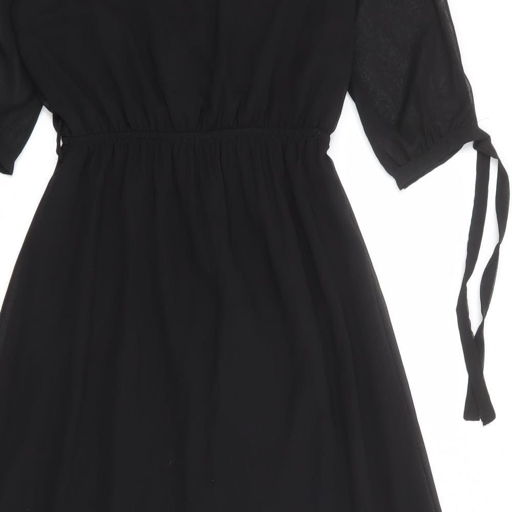 Select Womens Black Polyester Fit & Flare Size 12 V-Neck Pullover