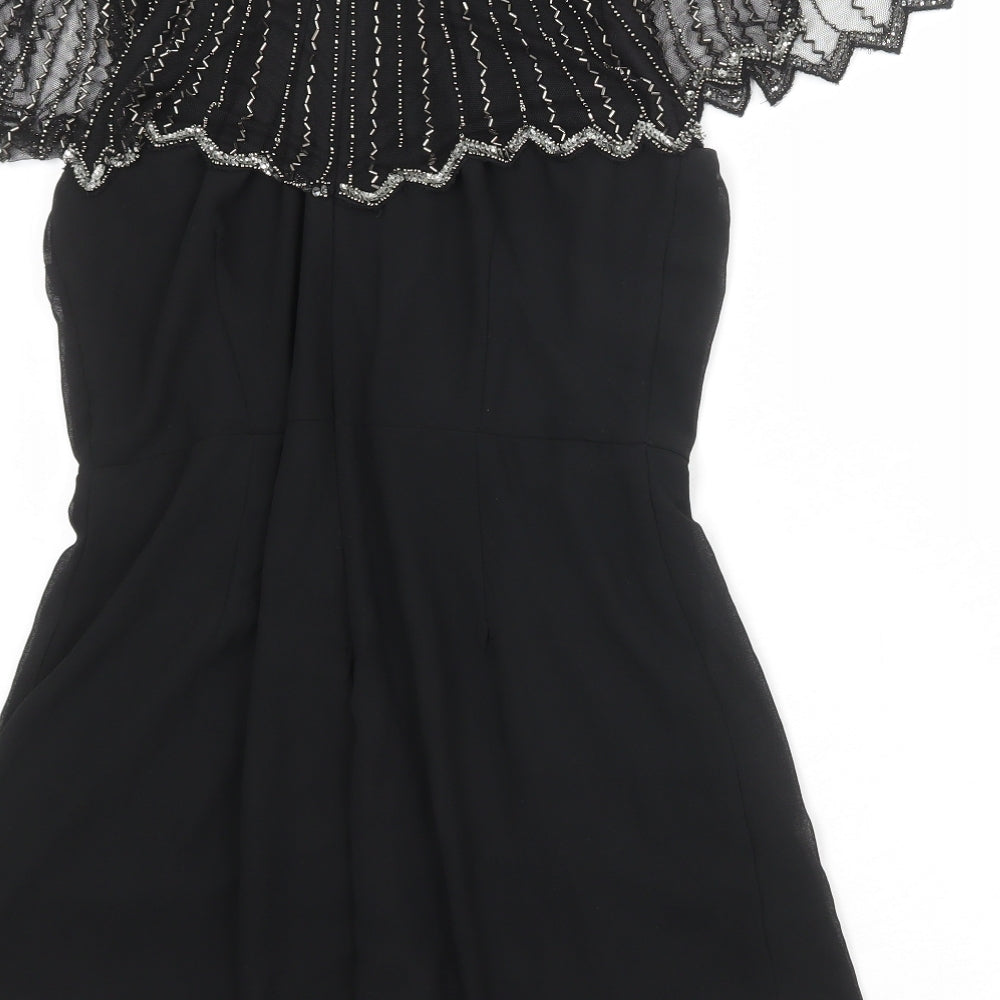 TFNC Womens Black Polyester Playsuit One-Piece Size M Zip