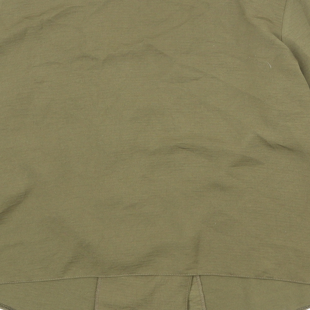 New Look Womens Green Polyester Basic Button-Up Size 8 V-Neck