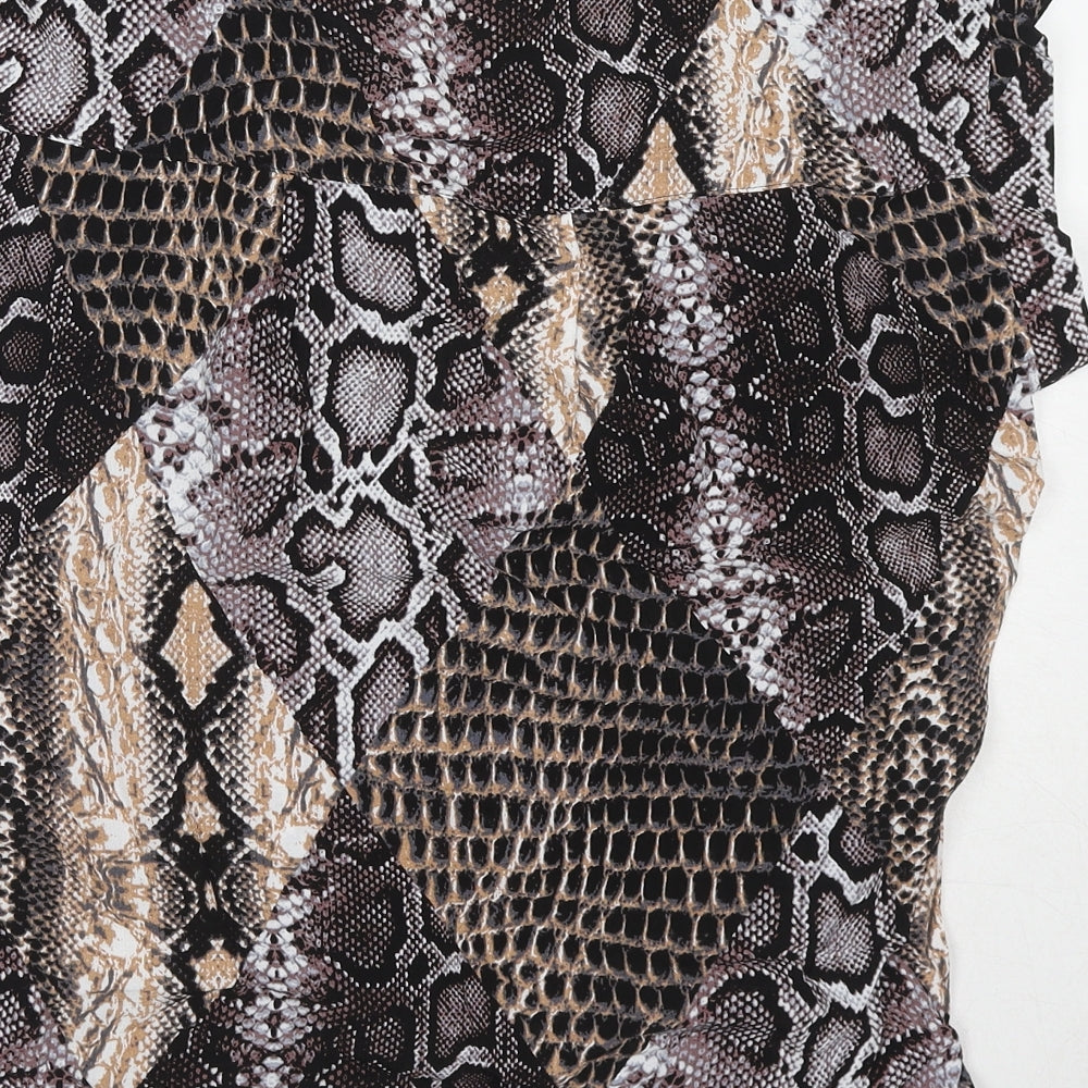 NEXT Womens Multicoloured Animal Print Viscose Basic Blouse Size 10 Boat Neck - Snake Print