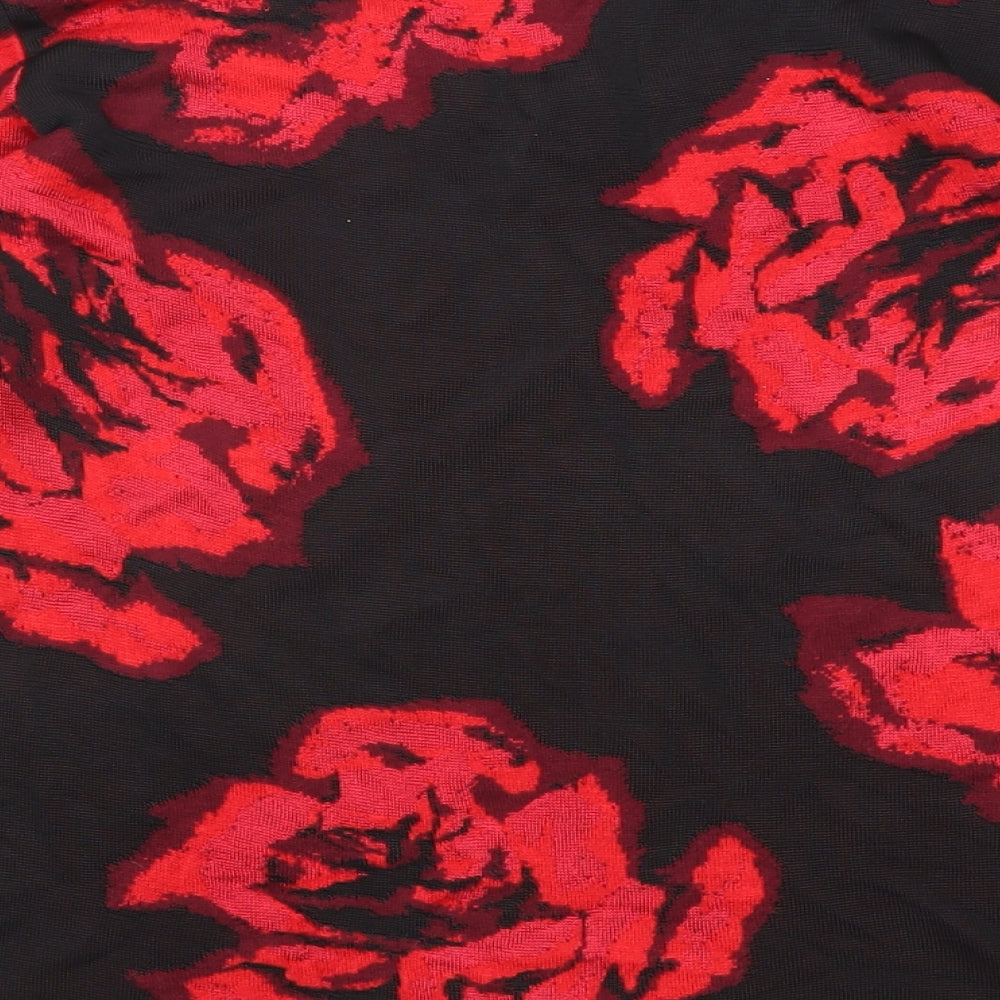 Precis Womens Black Round Neck Floral Viscose Pullover Jumper Size S
